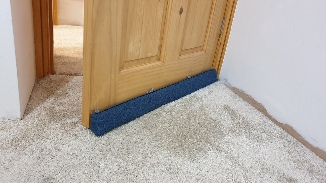 Triangular® Draught Excluder    Heavy Attachable     Herringbone Blue