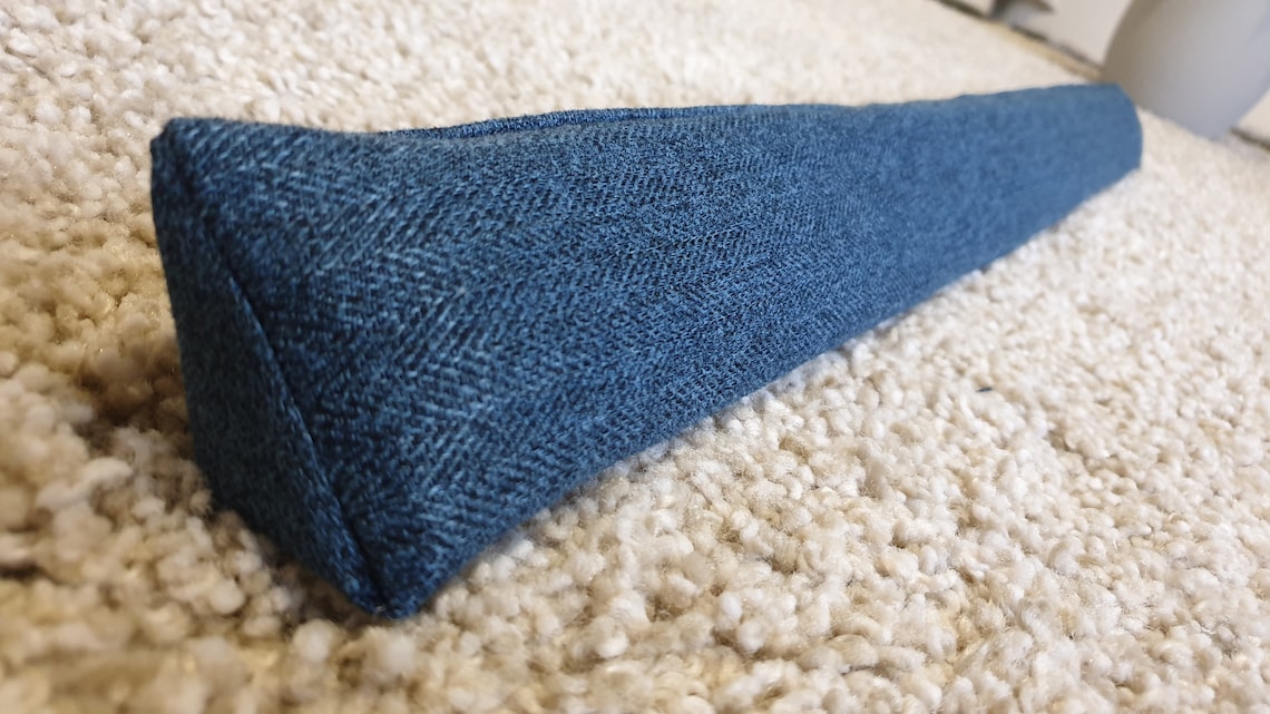 Triangular® Draught Excluder    Heavy Attachable     Herringbone Blue