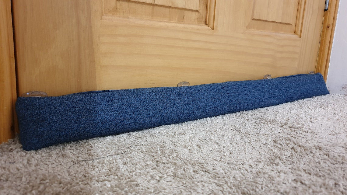 Triangular® Draught Excluder    Heavy Attachable     Herringbone Blue